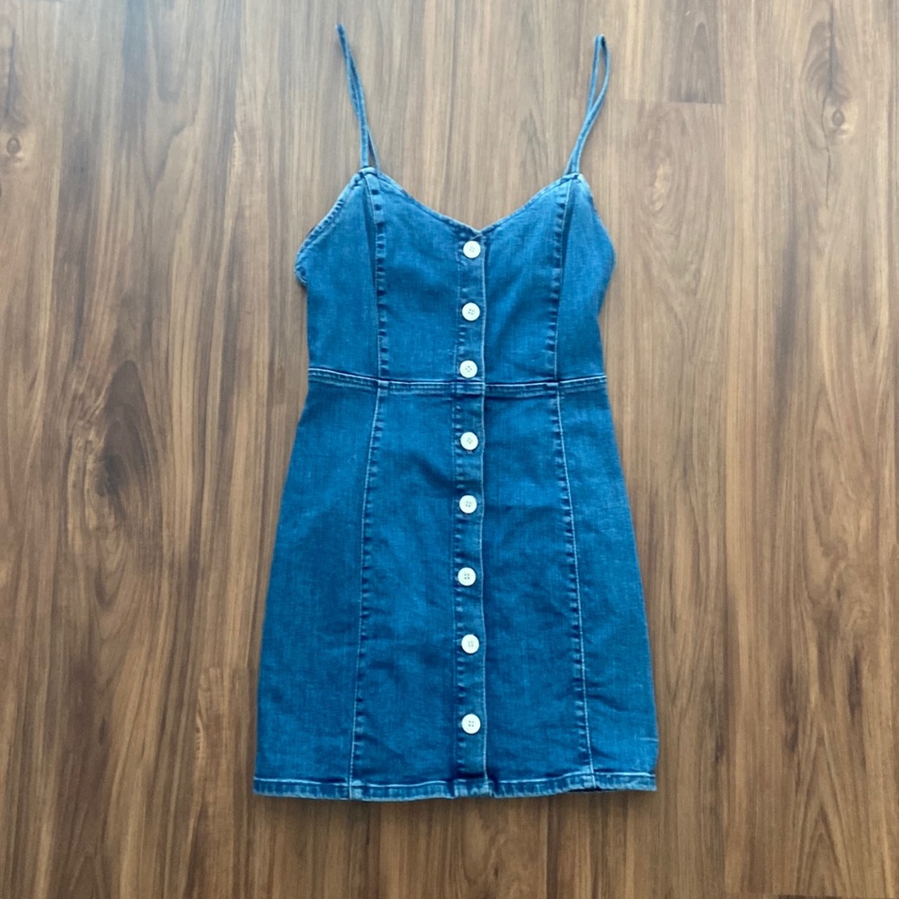 Zara Blue Jean Button-down Dress, Small